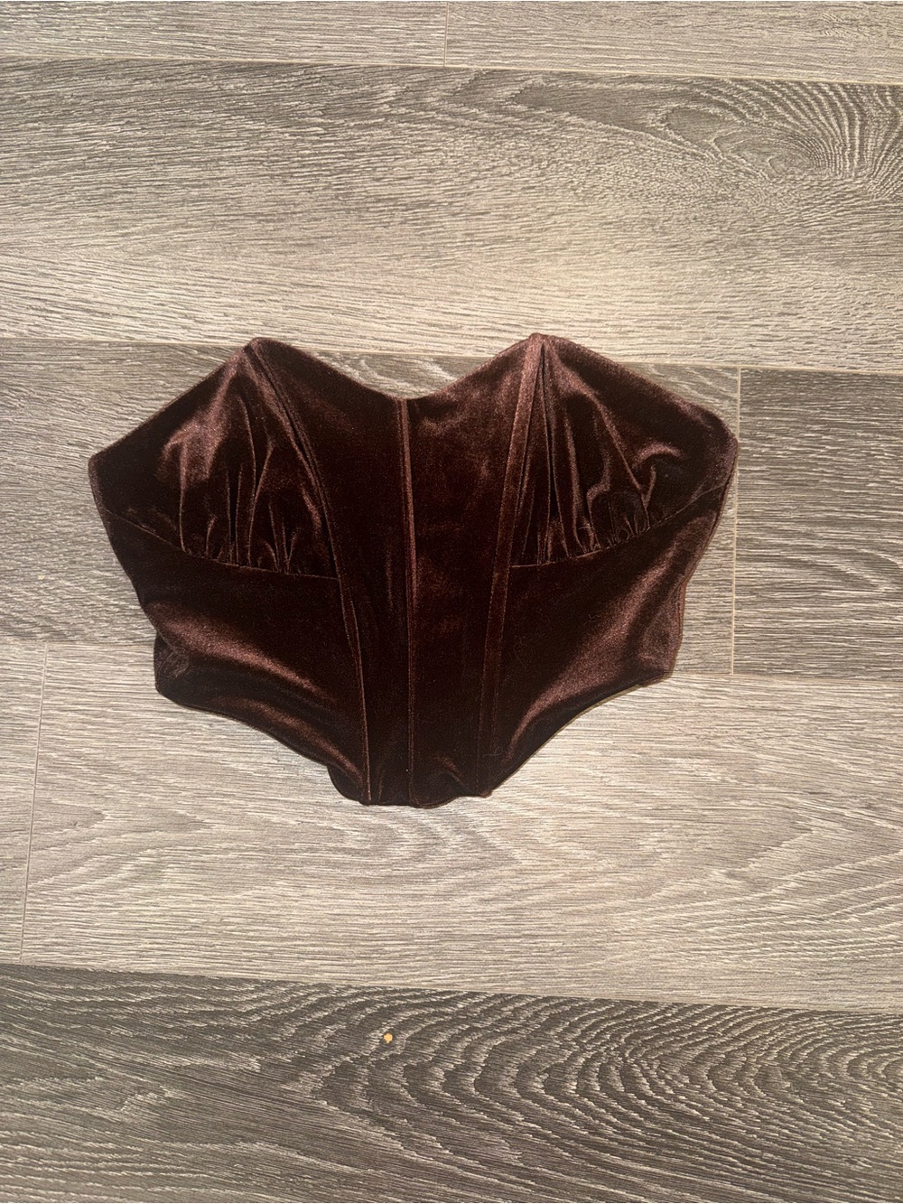 Fashion Nova Chocolate Brown Strapless Velvet Corset Top